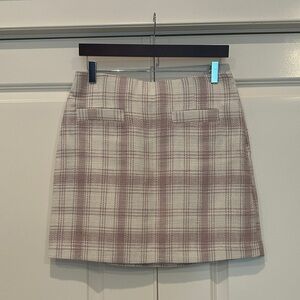 NWOT Lauren Conrad Tweed Plaid Mini Skirt in Pink and Cream medium